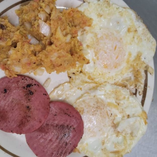Mangú, Huevos Fritos y Salami at Capri Bakery & Restaurant
